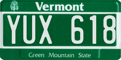 VT license plate YUX618