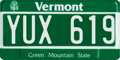 VT license plate YUX619