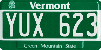 VT license plate YUX623