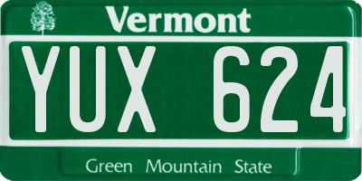 VT license plate YUX624