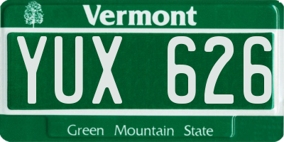 VT license plate YUX626