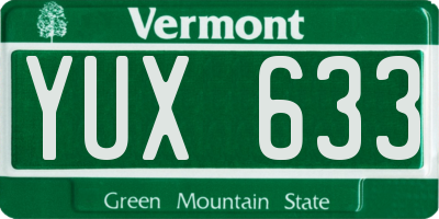 VT license plate YUX633