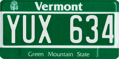 VT license plate YUX634