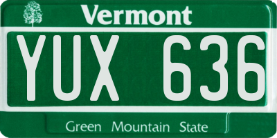 VT license plate YUX636