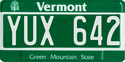 VT license plate YUX642