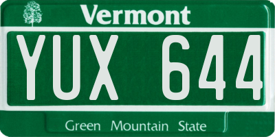 VT license plate YUX644