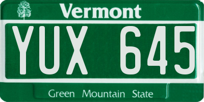 VT license plate YUX645