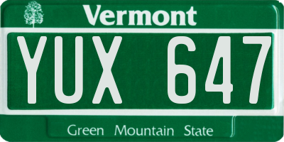 VT license plate YUX647