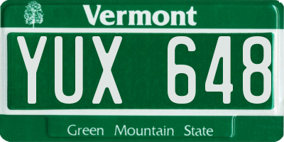 VT license plate YUX648