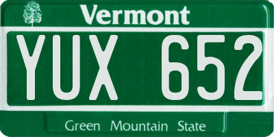 VT license plate YUX652