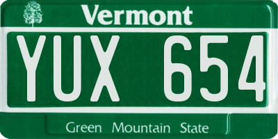 VT license plate YUX654