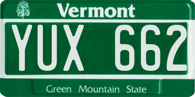 VT license plate YUX662