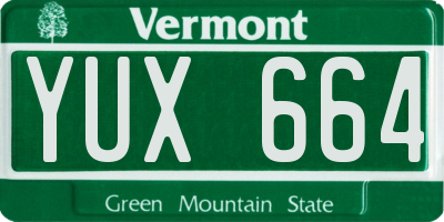 VT license plate YUX664