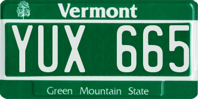 VT license plate YUX665