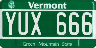 VT license plate YUX666