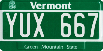 VT license plate YUX667
