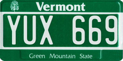 VT license plate YUX669