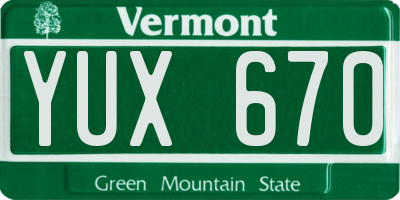 VT license plate YUX670