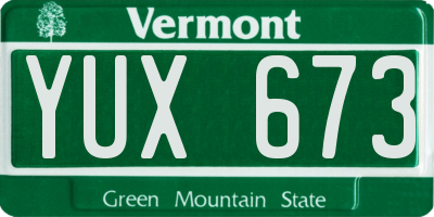 VT license plate YUX673
