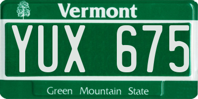 VT license plate YUX675