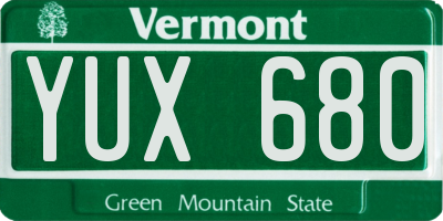 VT license plate YUX680