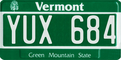VT license plate YUX684