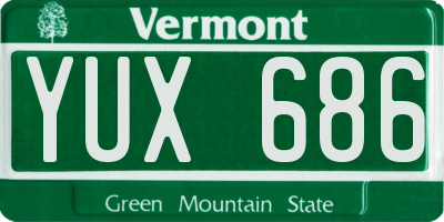 VT license plate YUX686