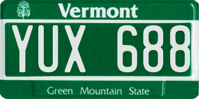 VT license plate YUX688