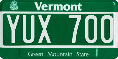 VT license plate YUX700