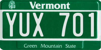 VT license plate YUX701