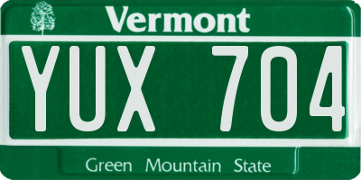 VT license plate YUX704
