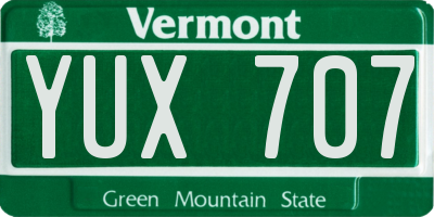 VT license plate YUX707