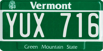 VT license plate YUX716