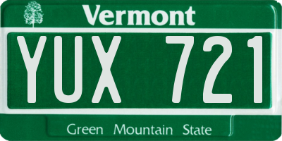 VT license plate YUX721