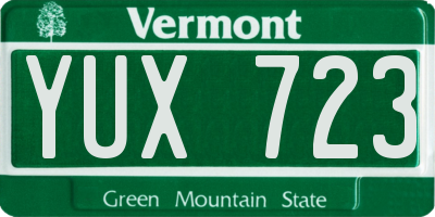VT license plate YUX723