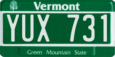 VT license plate YUX731