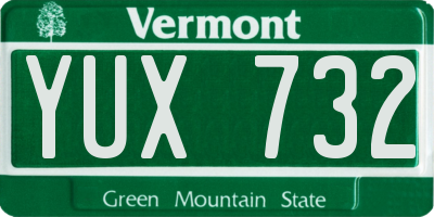 VT license plate YUX732