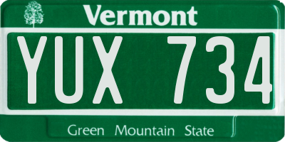VT license plate YUX734