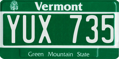 VT license plate YUX735