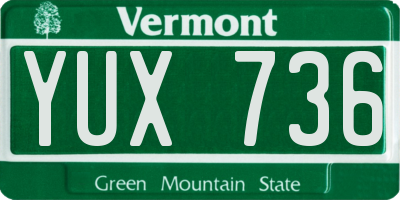VT license plate YUX736