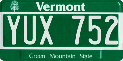 VT license plate YUX752