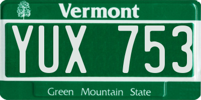 VT license plate YUX753
