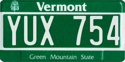 VT license plate YUX754