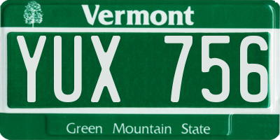 VT license plate YUX756