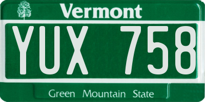 VT license plate YUX758