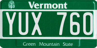 VT license plate YUX760