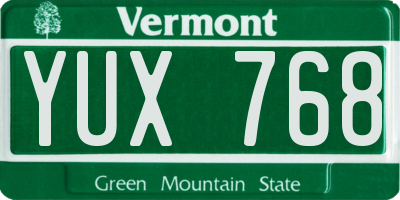 VT license plate YUX768