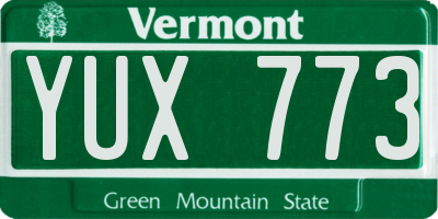VT license plate YUX773
