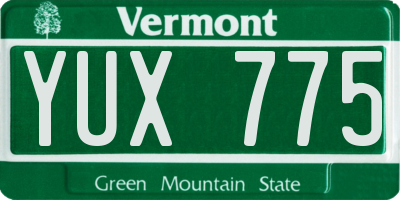 VT license plate YUX775