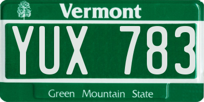 VT license plate YUX783